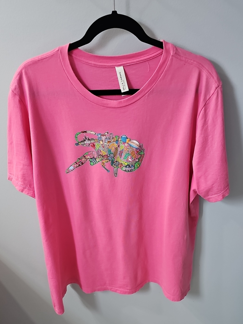 Bella Canvas Pink Short Sleeve Women's 2X Tee with NOLA New Orleans Louisiana